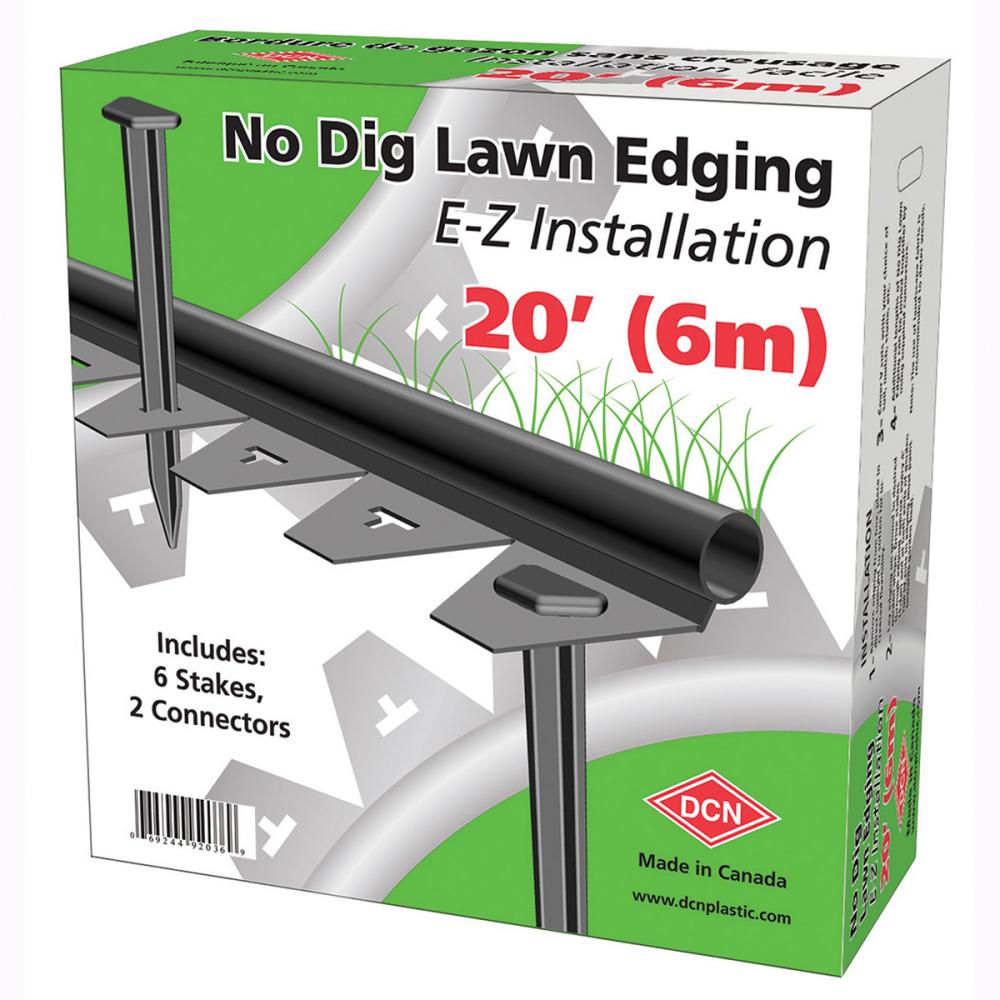 Lawn Edging Plastic No Dig 3in x 20ft Black