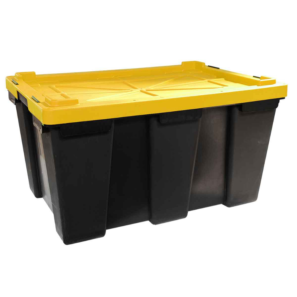 Strong Box Stackable Storage Tote 104L Black/Yellow