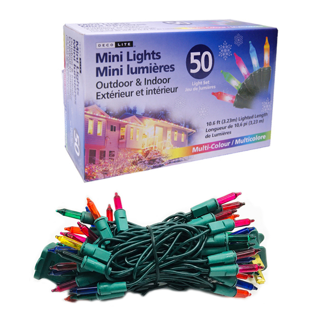 Incandescent String Lights Mini Indoor/Outdoor 50 Multi 10.6&#39;