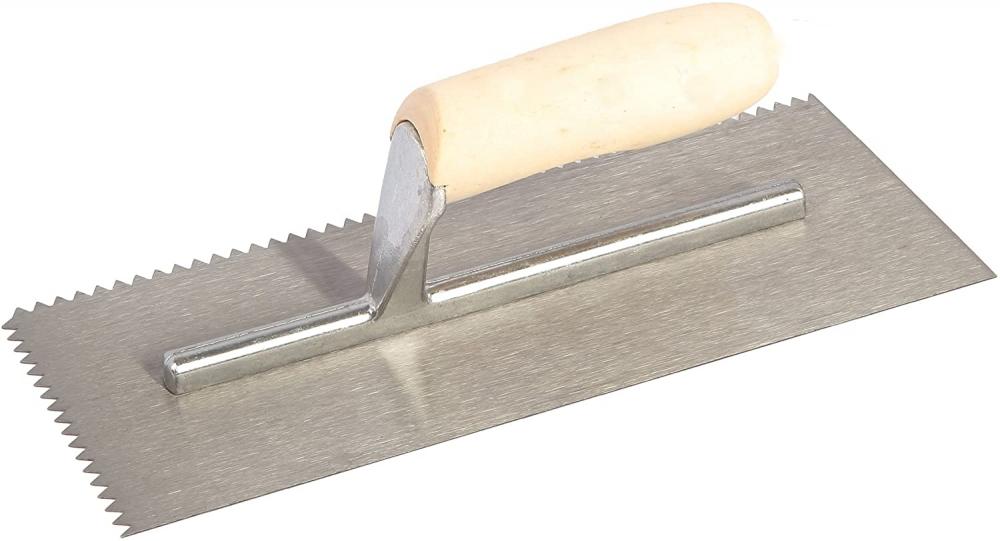 Trowel V-Notch Tempered Steel Wood Handle ¼ x 3/16&#34; 11in