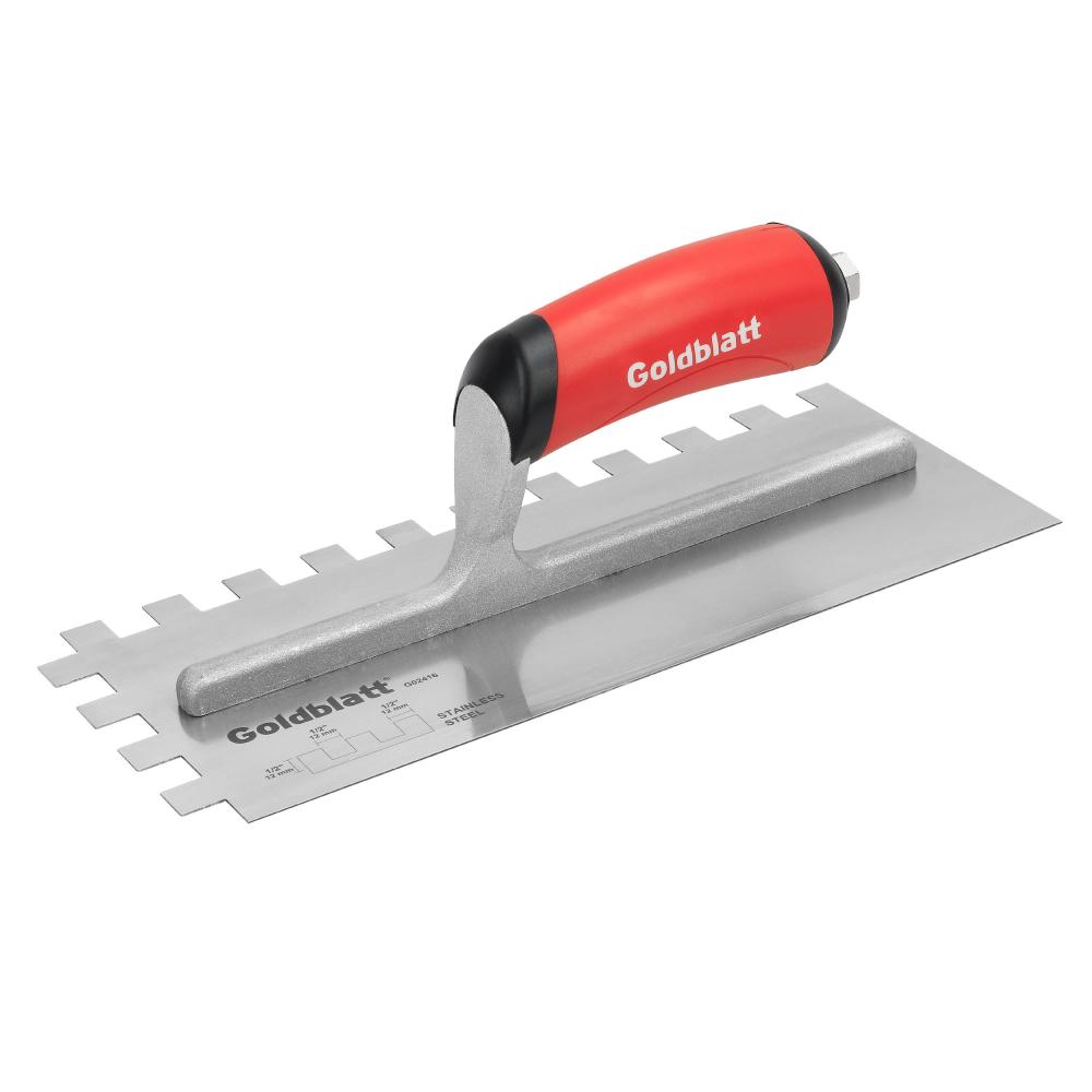 Trowel Square Notch Stainless Steel Red Ergo Handle ½x½ix1/2&#39;&#39;