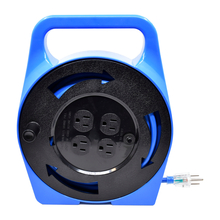 Toolway 140024 - Extension Cord Outdoor SJTW 16/3 in Plastic Storage Reel 4-Tap GFI Blue 25ft