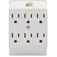 Toolway 140601 - Grounded Wall Adapter 6-Outlet 3 to 3 Prong White