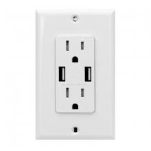 Toolway 140611 - Decora 15-Amp Duplex/USB Charger Receptable with Wall Plate White