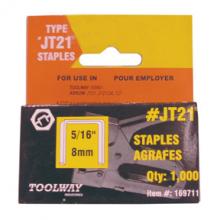 Toolway 169711 - Staples JT21 5/16in x 7/16in Crown 18ga 5000/Box