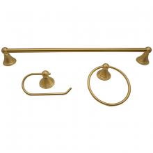 Toolway 180459 - 3PC Venus Bathroom Hardware Wallmount Set Brushed Gold