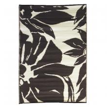 Toolway 184485 - Outdoor Plastic Patio Rug Floral Abstract 8 x 10ft Black/Taupe