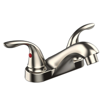 Toolway 188319 - Low Arc Bathroom Faucet 2-Handle Brushed Nickel