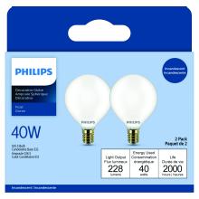 Toolway 83056976 - Bulb G16-1/2 Incandescent Deco Vanity 40W White 2Pk