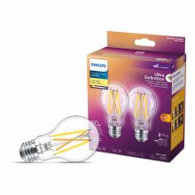 Toolway 83057443 - 2PK Ultra Definition Clear LED Bulbs A19 60W E26 Soft White Warm Glow Dimmable