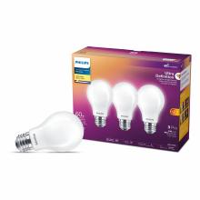 Toolway 83057488 - 3PK Ultra Definition Frosted LED Bulbs A19 60W E26 Soft White Warm Glow Dimmable