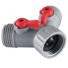 Toolway 88009313 - 2-Way Hose Connector with Shut-off Valves Plastic