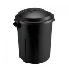 Toolway 88016000 - Garbage Container with Lid 80L Black