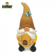 Toolway 88049447 - Garden Gnome with Honeypot Polyresin with Solar Light 10in