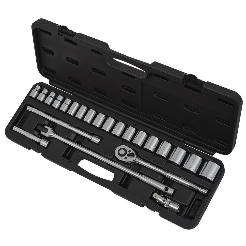 24 PC 1/2&#34; Drive Metric Socket Set