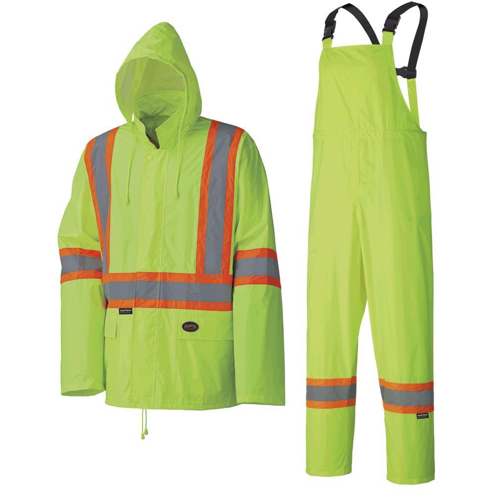 Waterproof Lightweight Safety Rainsuits - Polyester/PVC