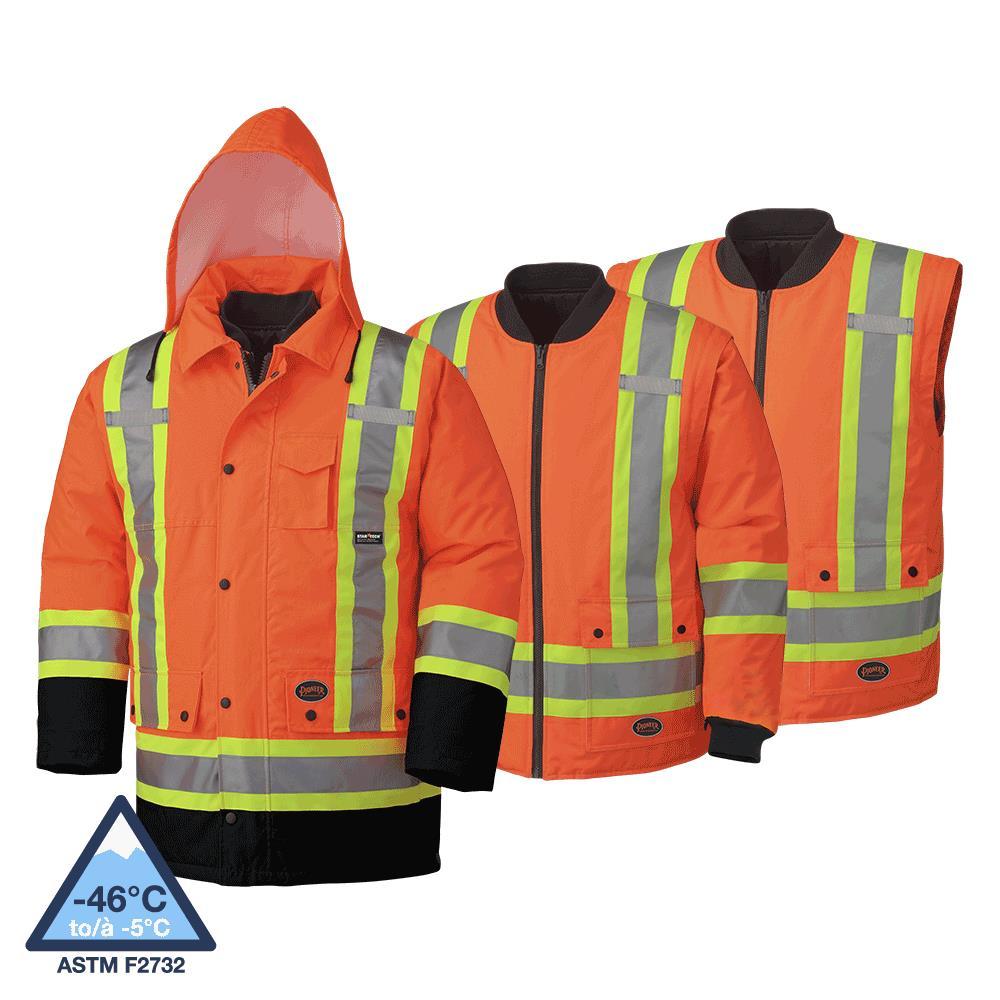 Hi-Vis 7-in-1 Parka - 100% Waterproof - Detachable Hood - Hi-Vis Orange - XXS - DUPLICATED (2XS / XX