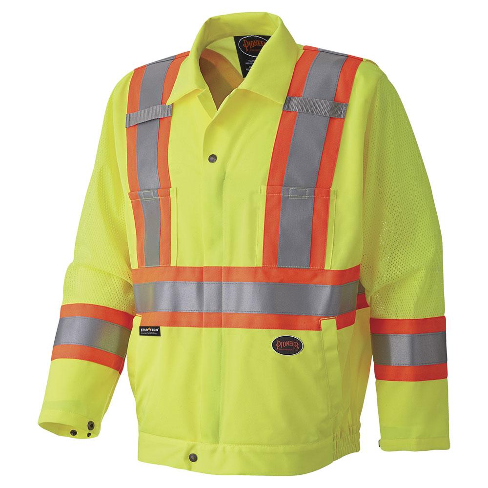 Traffic Safety Jackets - Poly Knit - Mesh Arm Panels