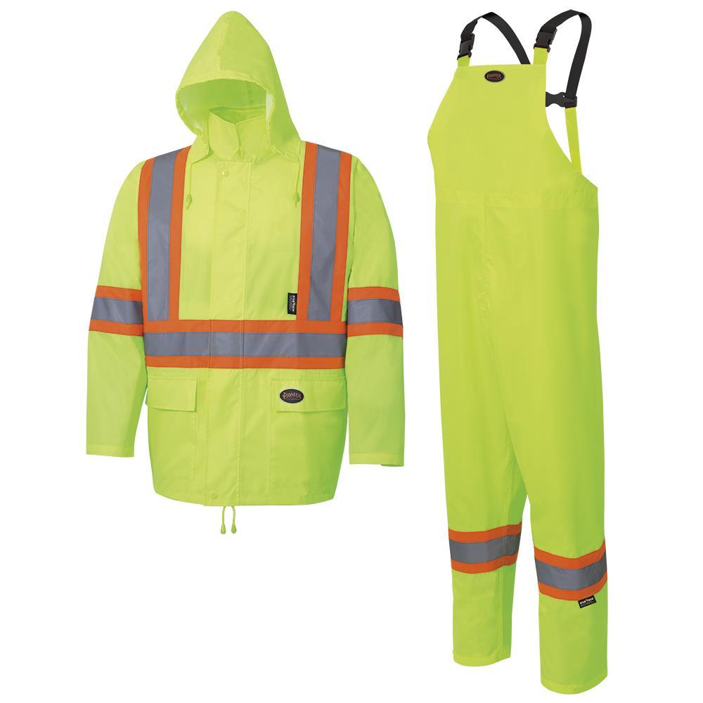 Hi-Vis 150D Oxford Poly/PU Waterproof Suit - Hi-Vis Yellow/Green - XL