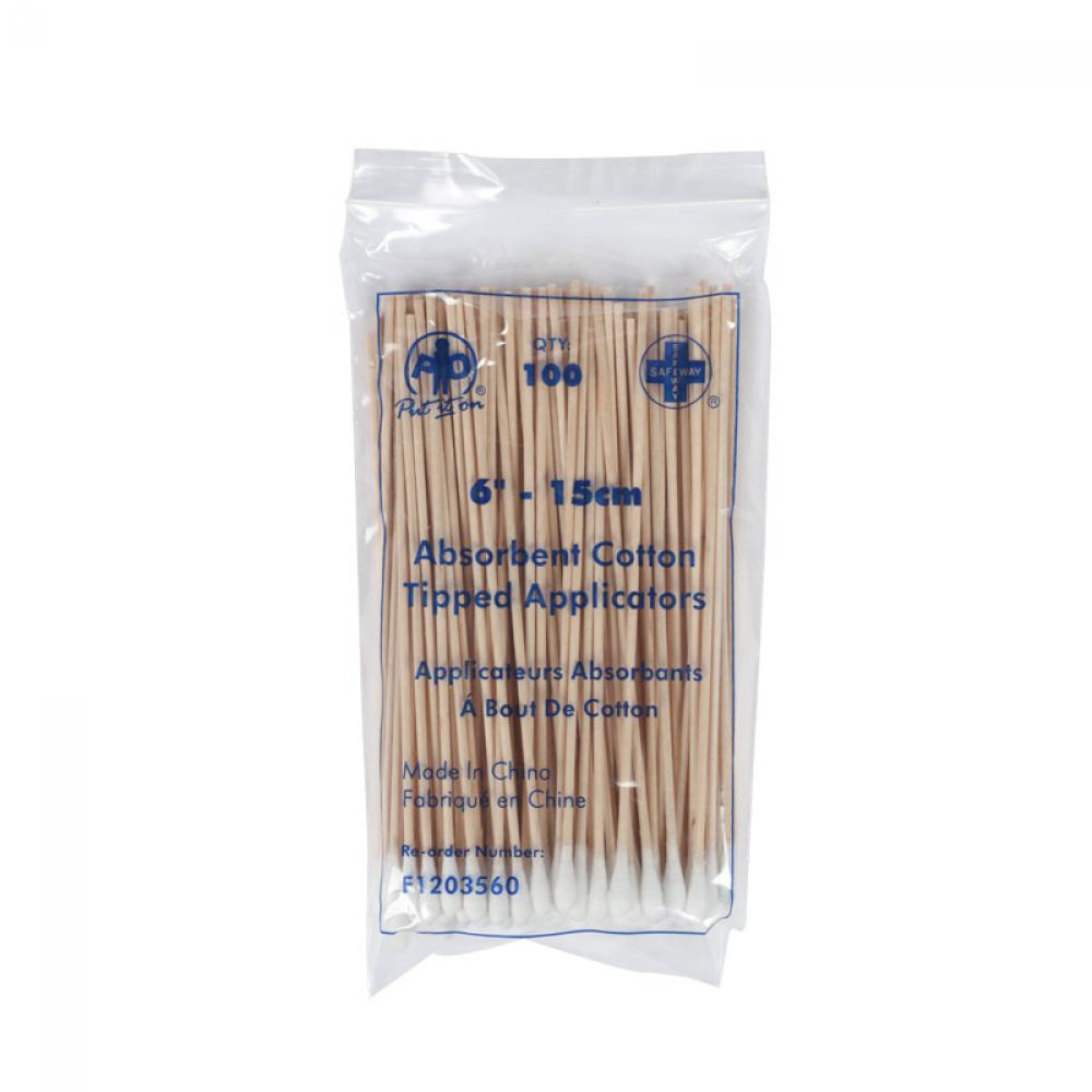 Cotton-Tipped Applicators, 15cm, 100/Bag