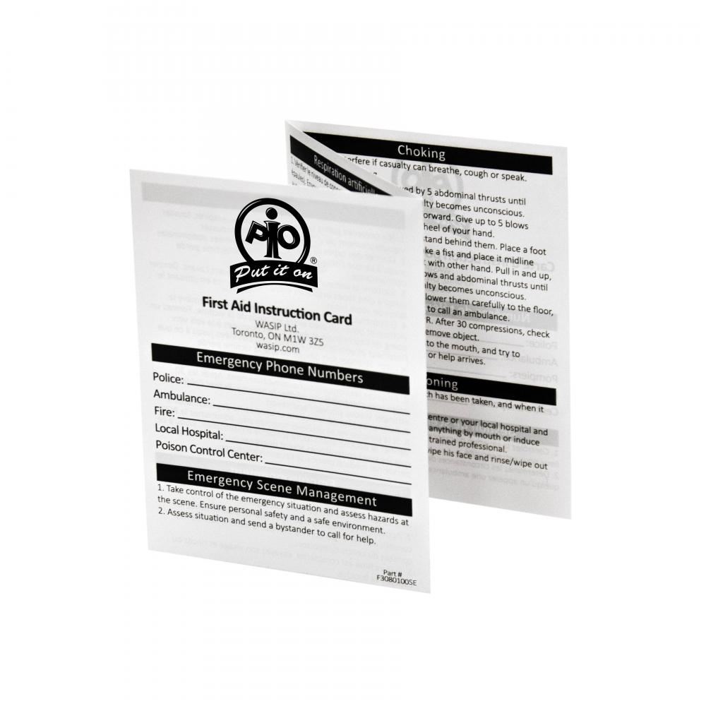 First Aid Instruction Card, Bilingual